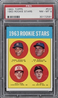 1963 Topps #537 Pete Rose Rookie Card – PSA NM-MT 8